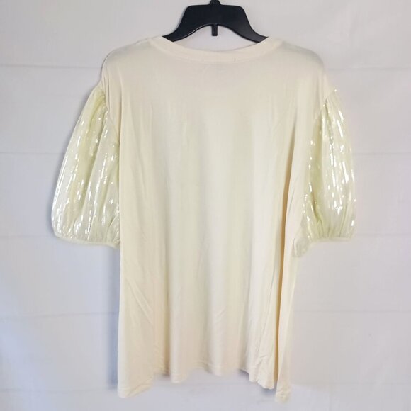 Kate & Mallory Sequin Sleeve Top 3X Off-White Plus Size Blouse NWOT - Picture 5 of 5